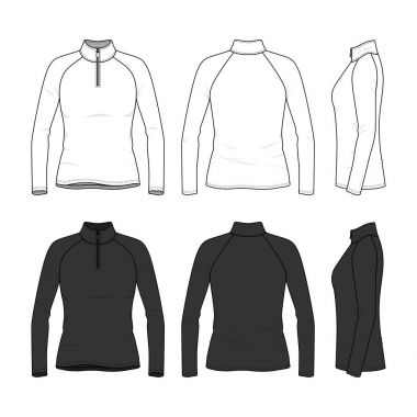 Raglan kollu t-shirt fermuar ile ayarla.