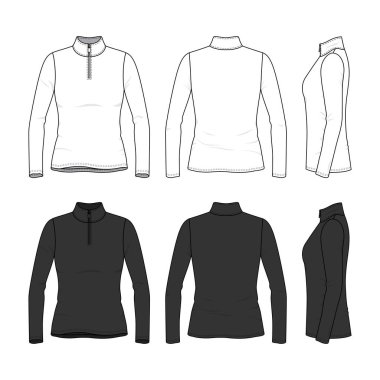 Uzun kollu t-shirt ile fermuar kümesi.