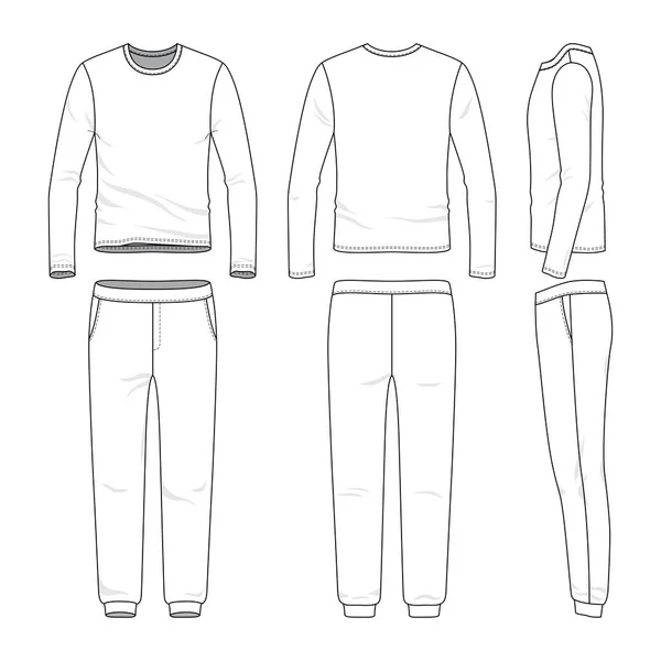 Conjunto de ropa de camisa de manga larga y pantalones de chándal . — Vector de stock