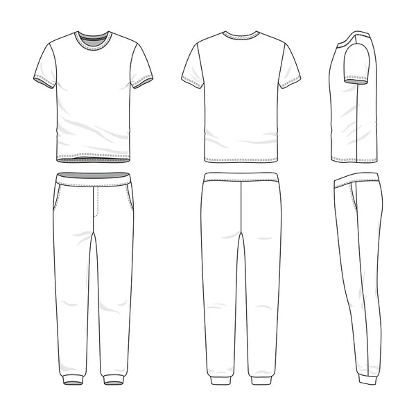 Conjunto de ropa de camiseta y pantalones de chándal . — Vector de stock