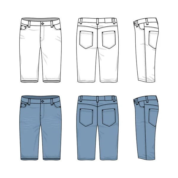 Set di pantaloncini jeans maschili . — Vettoriale Stock