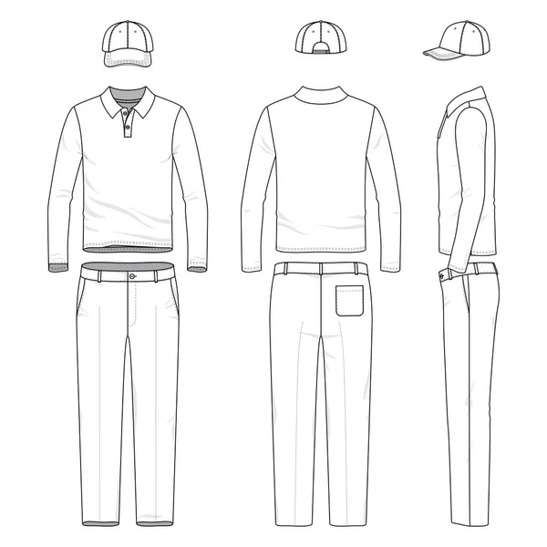 Uppsättning av manliga golf kostym. — Stock vektor