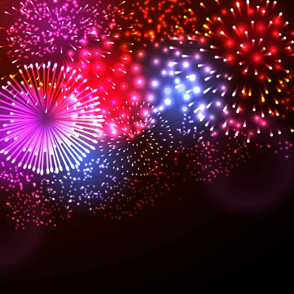 Ilustración vectorial de fuegos artificiales. — Vector de stock