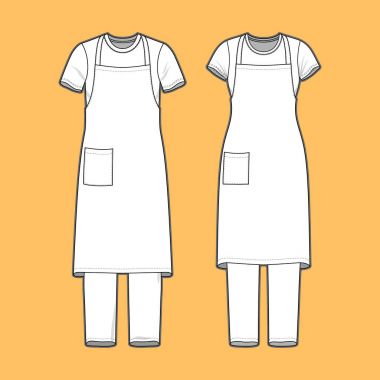T-shirt, önlük ve pantolon seti