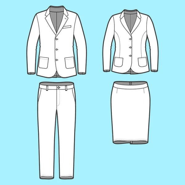 Набор пиджака, брюк и юбки — стоковый вектор