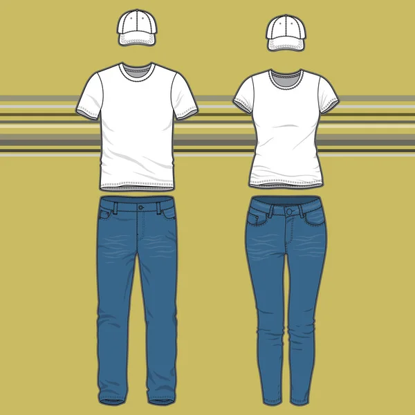 T-shirt ve jeans seti — Stok Vektör