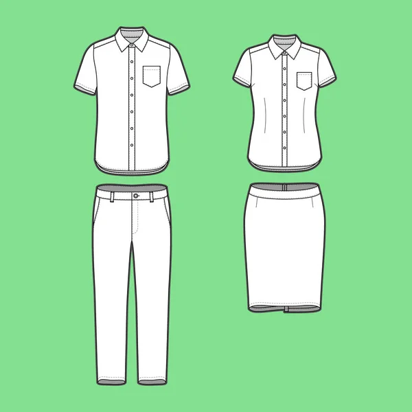 Conjunto de una chaqueta, pantalones y falda — Vector de stock