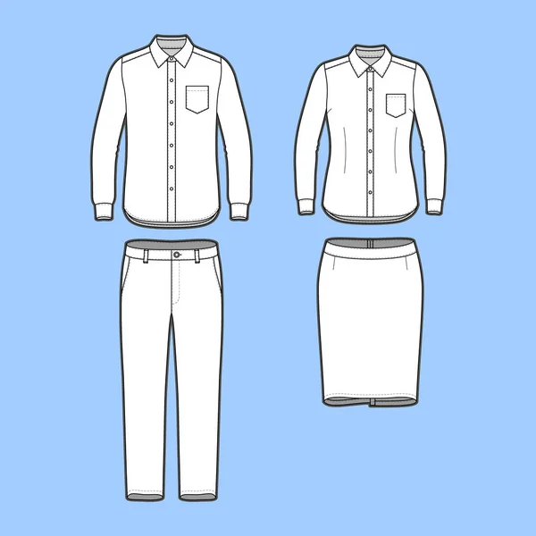 Conjunto de una chaqueta, pantalones y falda — Vector de stock