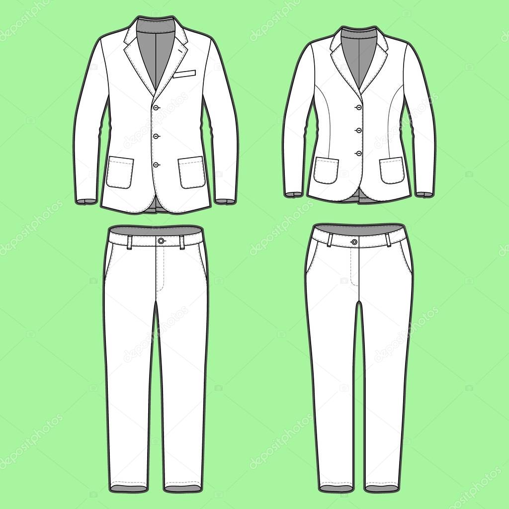 Simple outline drawing of a blazers and pants
