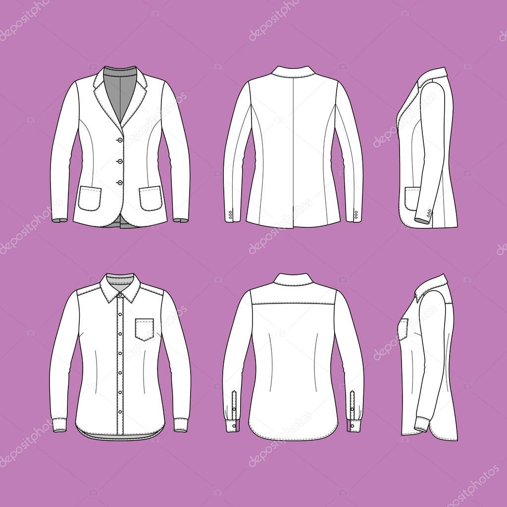 Set of a long sleeves shirt and blazer