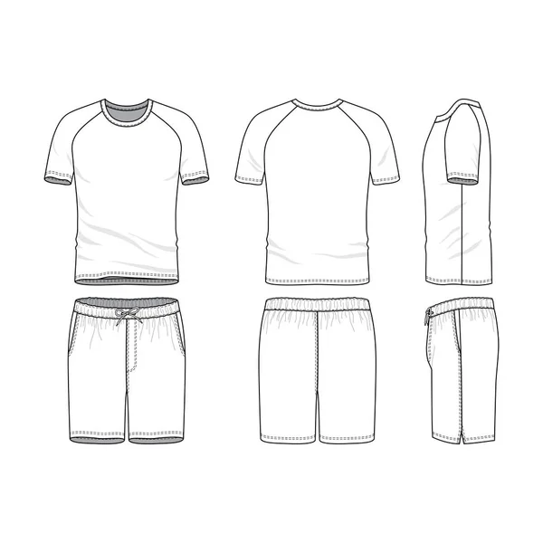 Plantillas vectoriales de camiseta y pantalones cortos en blanco — Vector de stock