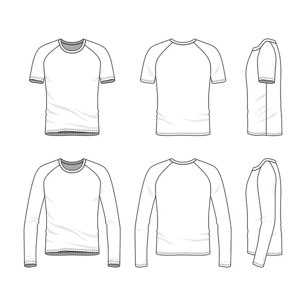 Vector Templates Clothing Set Front Back Side Views Blank Raglan — Stock Vector