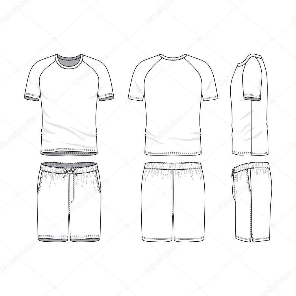 Vector templates of blank t-shirt and shorts