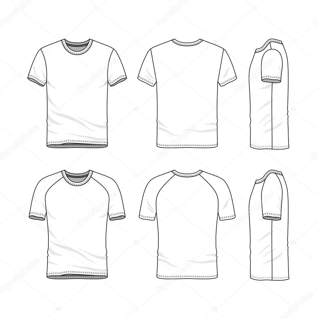 Vector templates of blank t-shirt