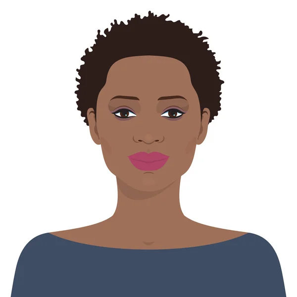 Prachtige Afrikaanse Amerikaanse Vrouw Avatar Profiel Vlakke Afbeelding — Stockvector