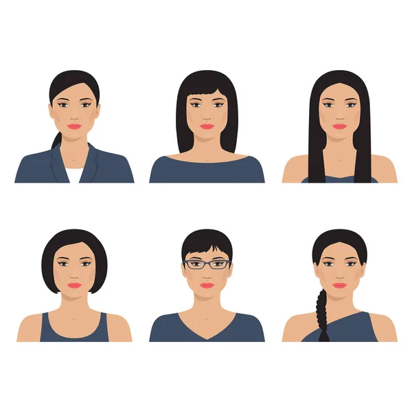 Set Van Vector Avatar Profielen Pictogram Illustraties Van Aziatische Vrouwen — Stockvector