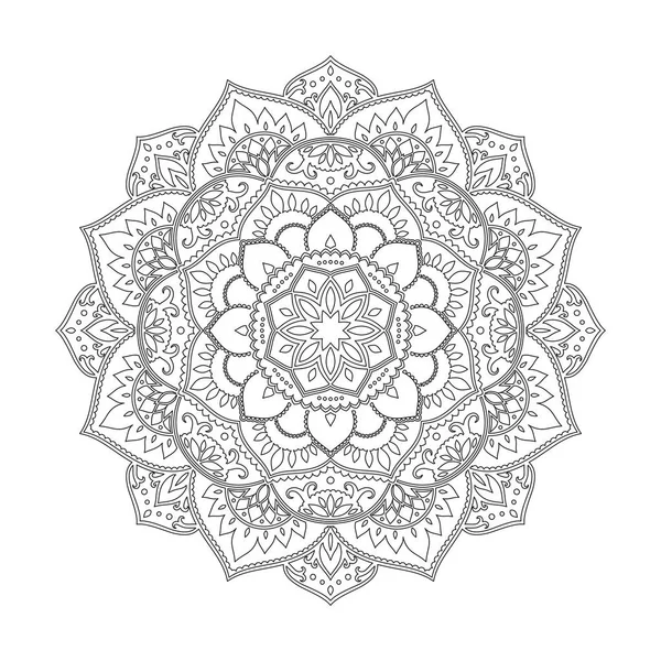 Diseño Mandala Floral Patrón Étnico Redondo Diseño Vectorial Para Colorear — Vector de stock