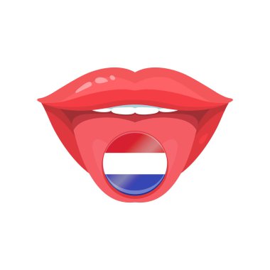 Dutch, Hollanda, Hollanda bayrakları ile dil illüstrasyon vektör. Vektör bayrak rozetleri. 