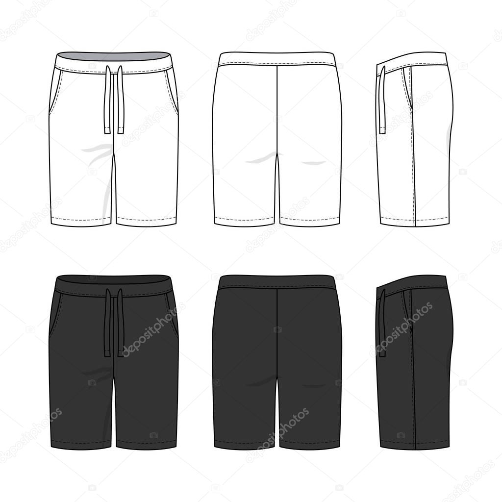 Blank clothing templates. Vector illustration of sports shorts. Isolated on white background.