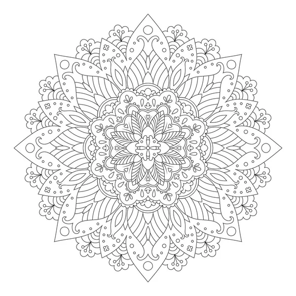 Diseño Mandala Floral Patrón Étnico Redondo Diseño Vectorial Para Colorear — Vector de stock