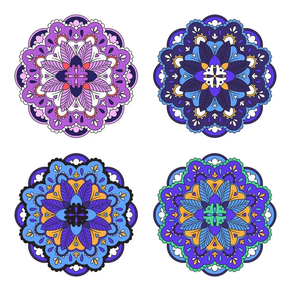 Farbenfrohe Arabeske Mandala Ethnischen Stil Dekorelemente Für Wohntextilien Modebekleidung Geschenkpapier — Stockvektor