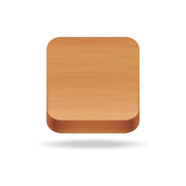 Beyaz arka plan üzerinde ahşap app simgesi.