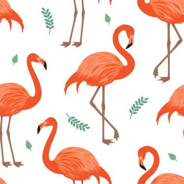 Flamingo ile şirin seamless modeli. Vektör illustrashion. 
