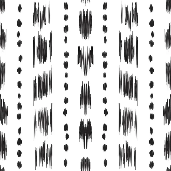 Ikat Patrón Sin Costuras Fondo Vectorial Diseño Blanco Negro Para — Archivo Imágenes Vectoriales