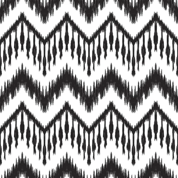 Ikat Nahtlose Muster Vektorhintergrund Schwarz Weiß Design Für Modische Textildrucke — Stockvektor