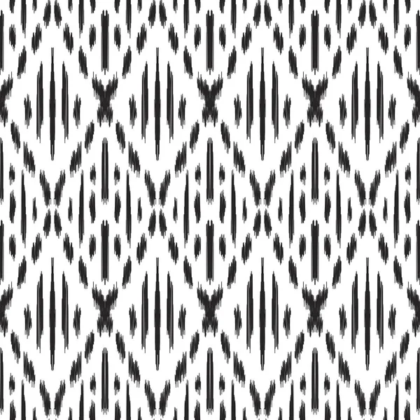 Ikat Nahtlose Muster Vektorhintergrund Schwarz Weiß Design Für Modische Textildrucke — Stockvektor