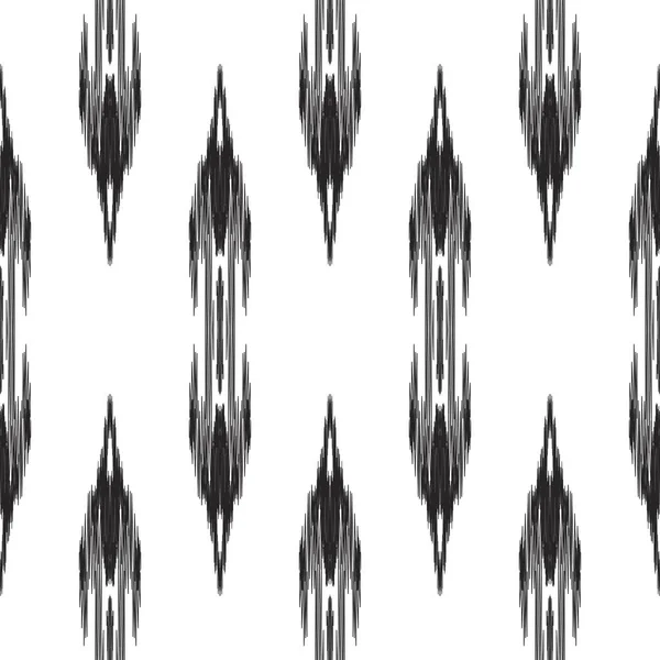 Ikat Nahtlose Muster Vektorhintergrund Ethnisches Schwarz Weiß Design Für Modische — Stockvektor