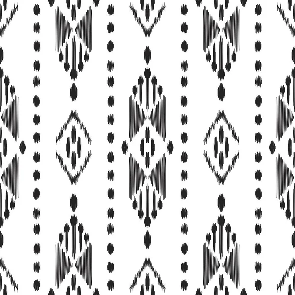 Modèle Ikat Sans Couture Fond Vectoriel Design Ethnique Noir Blanc — Image vectorielle