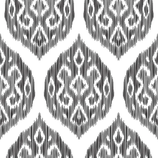 Ikat Nahtlose Muster Damast Orientalisch Indisch Marrokanischen Stil Vektorhintergrund Schwarz — Stockvektor