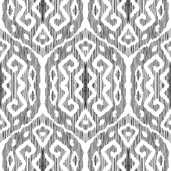 Ikat Nahtlose Muster Damast Orientalisch Indisch Marrokanischen Stil Vektorhintergrund Schwarz — Stockvektor