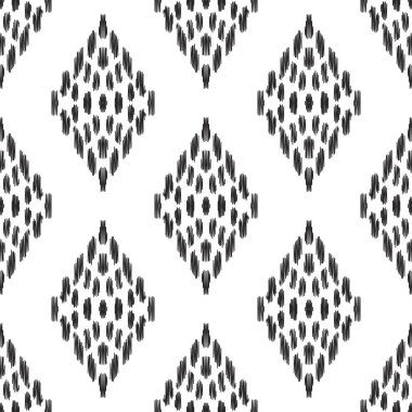 Siyah ve beyaz ikat Dikişsiz desen vektör Illustration. Etnik tarzda Tasarla.