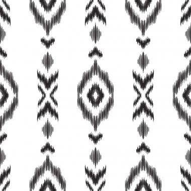 Siyah ve beyaz ikat Dikişsiz desen vektör Illustration. Etnik tarzda Tasarla.