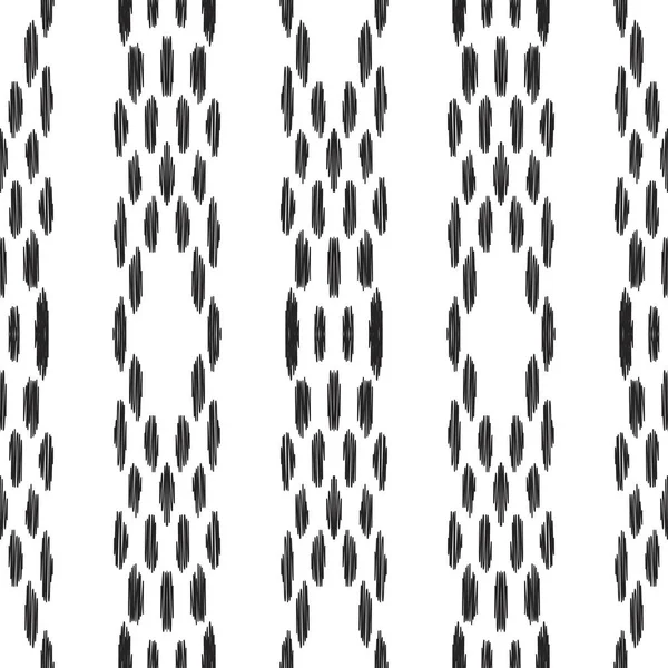 Vector Illustration Black White Ikat Seamless Pattern Design Ethnic Style — Stock Vector
