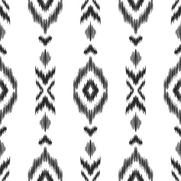 Vektorové Ilustrace Černobílé Ikat Bezešvé Pattern Design Etnickém Stylu — Stockový vektor