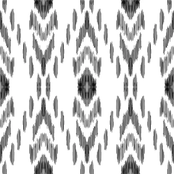 Ikat Patrón Sin Costuras Fondo Vectorial Gráfico Textura Blanco Negro — Archivo Imágenes Vectoriales