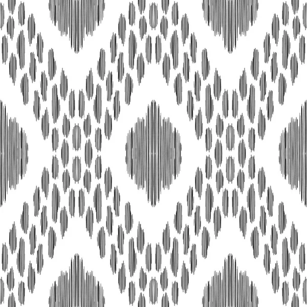 Ikat Patrón Sin Costuras Fondo Vectorial Gráfico Textura Blanco Negro — Archivo Imágenes Vectoriales