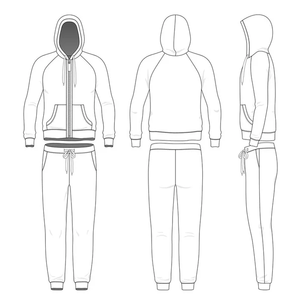 남자 후드와 바지 세트. — 스톡 벡터