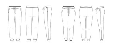 Clothing set of man and woman pants. clipart
