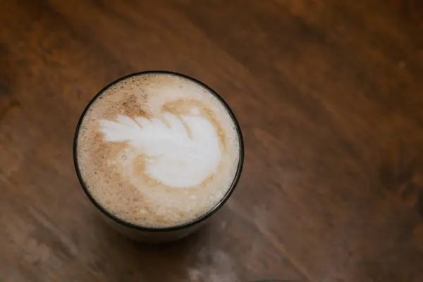 Cappuccino Mit Einem Muster Aus Milchschaum Latte Art — Stockfoto