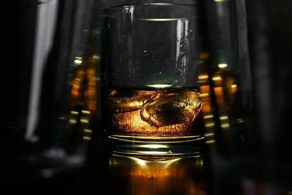 Glass Whiskey Ice Cubes — Stock Photo, Image