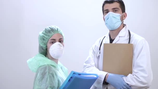 Coronavirus Danke Die Ärzte Und Krankenschwestern Die Den Krankenhäusern Arbeiten — Stockvideo