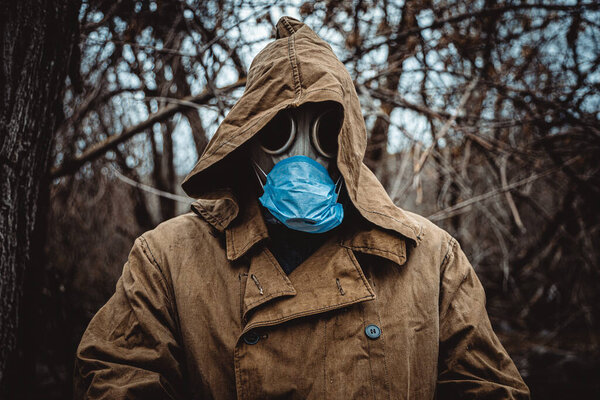 Man in protective suit during virus