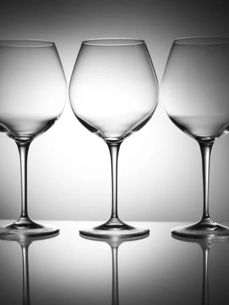 Three wine glasses black and white