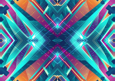 Soyut arkaplan şablonu Soyut Arkaplan Kavramsal Modeli Simetrik Dekoratif Kaleydoskop Hareketi Geometrik Çember ve Yıldız fraktal Şekilleri