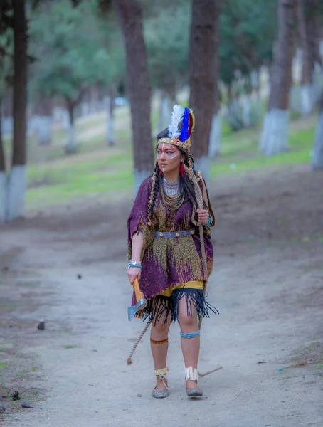 Retrato Mujer Indígena Nativa Americana Aire Libre Retrato Mujer Chamánica —  Fotos de Stock