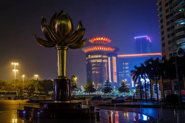 Lotus placu z brązu kwiat symbol niezależności Makau — Zdjęcie stockowe